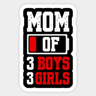 Mom of 3 Boys 3 Girls Shirt Gift from Son Mothers Day Birthday Women Sticker